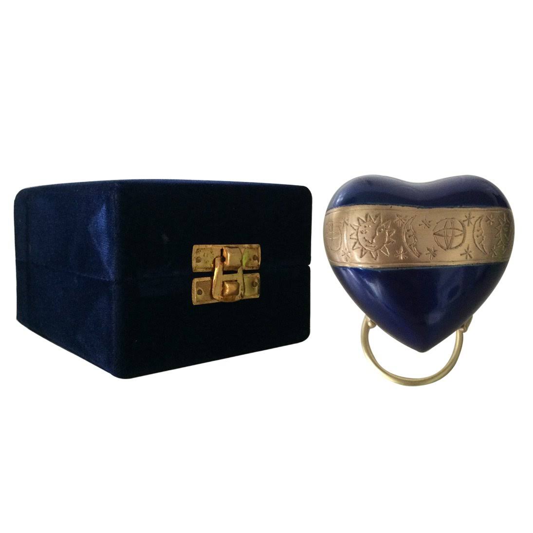 Blue Heart Keepsake Urn with Stand & Velvet Box U16823