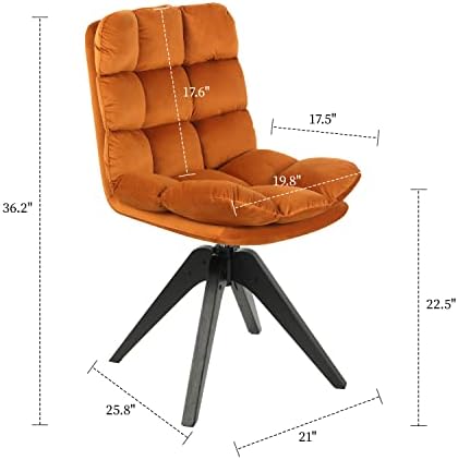 Brown Faux Leather Swivel Armless Desk Chair with Wood Legs F6554