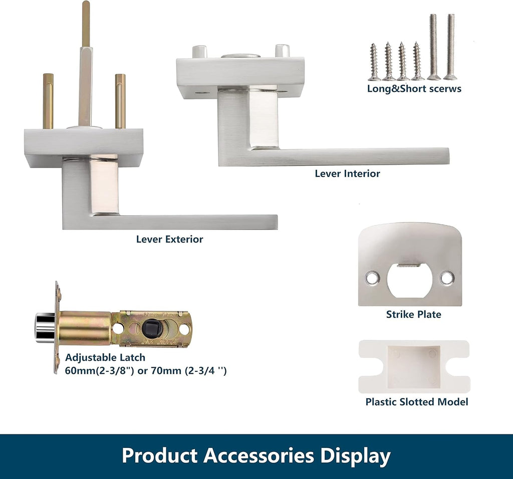 3 Pack Door Lever Handle Satin Nickel/Brushed Nickel Finish Pack of 2 X1676
