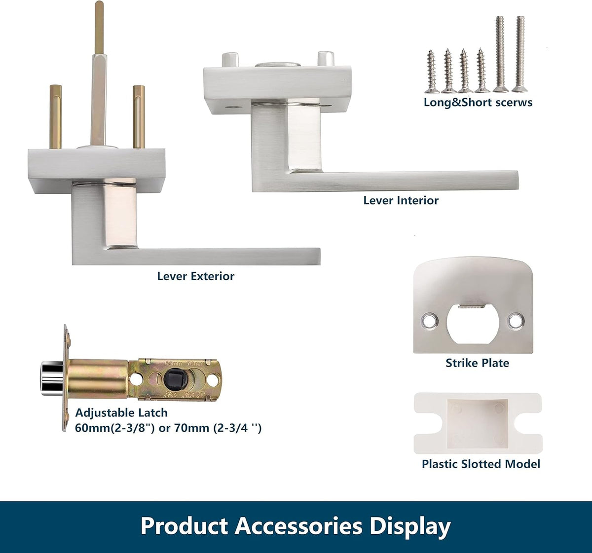 3 Pack Door Lever Handle Satin Nickel/Brushed Nickel Finish Pack of 2 X1676