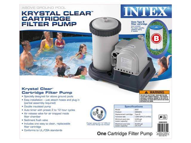2500 GPH Filter Cartridge Pump with Timer and Above Ground Pool Vacuum Q595