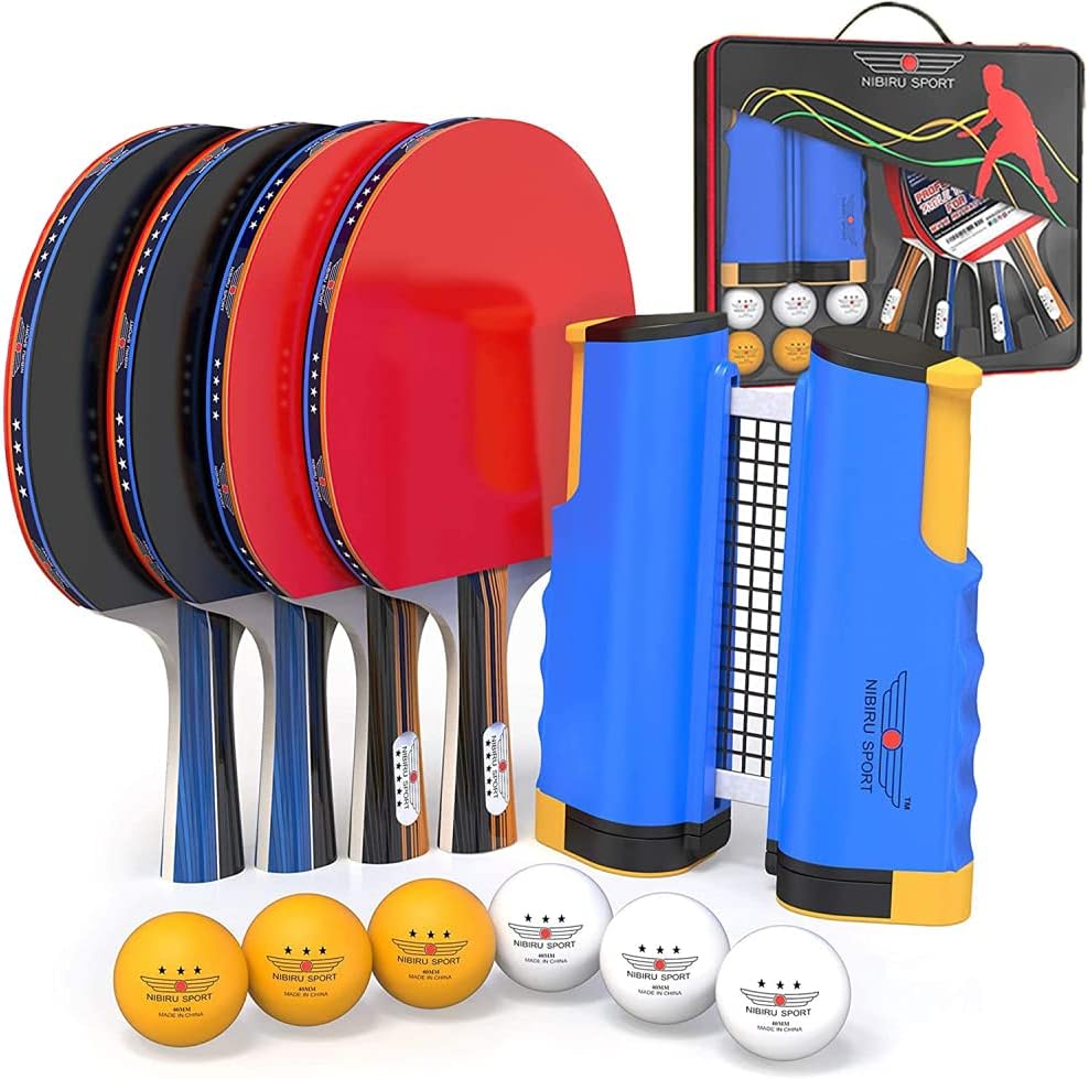 Ping Pong Paddles Set with Retractable Net and Storage Case X683