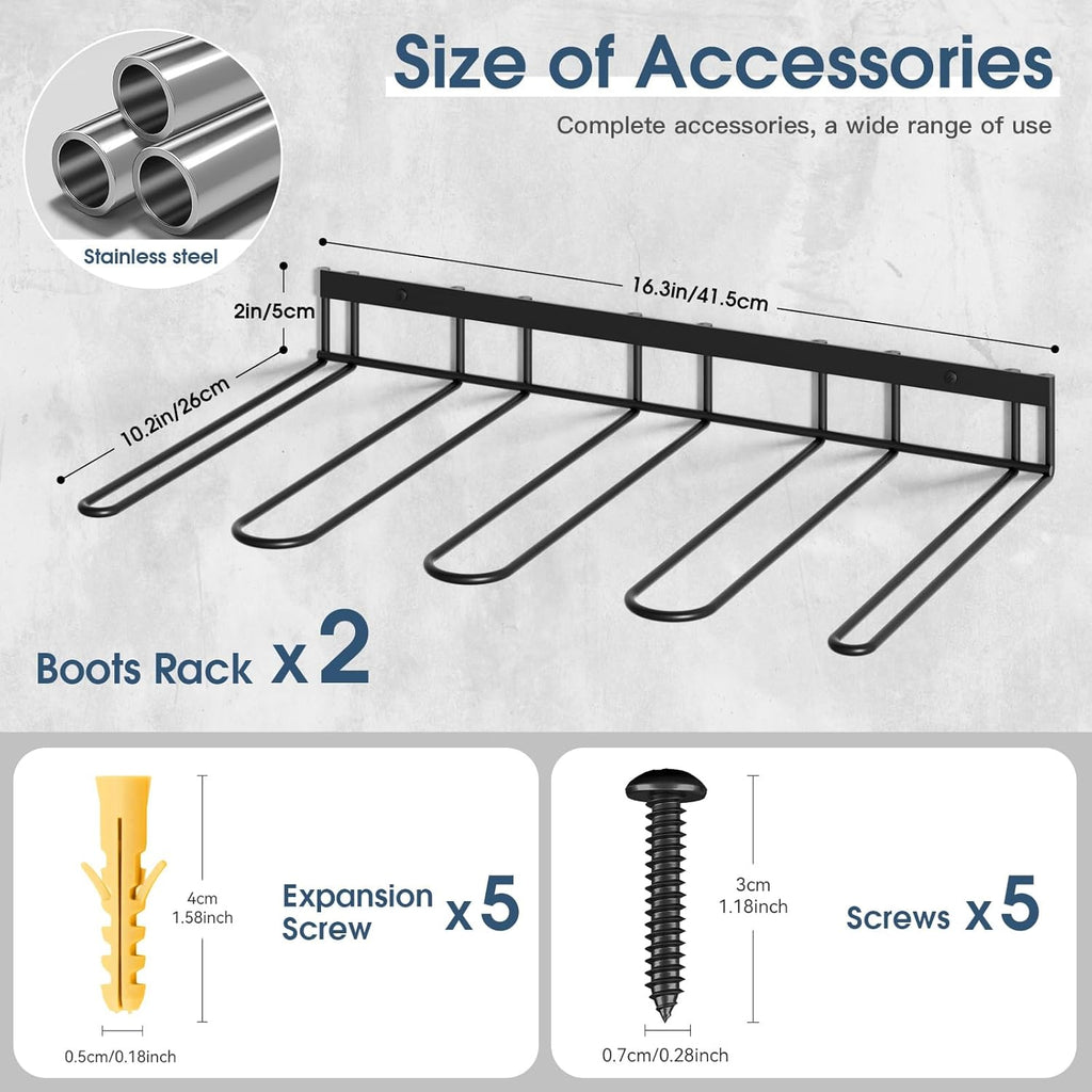 4 Pair Metal Wall Mounted Boot Rack L328