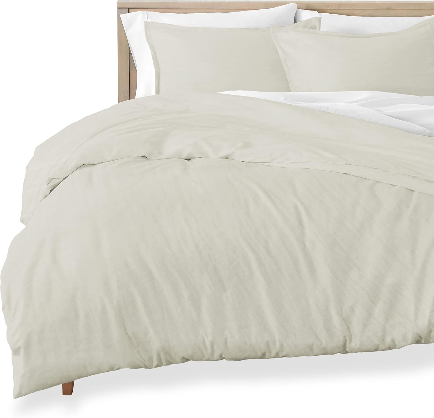 Queen Size Sandwashed White Brushed Microfiber Duvet Cover Pack of 2 L38347
