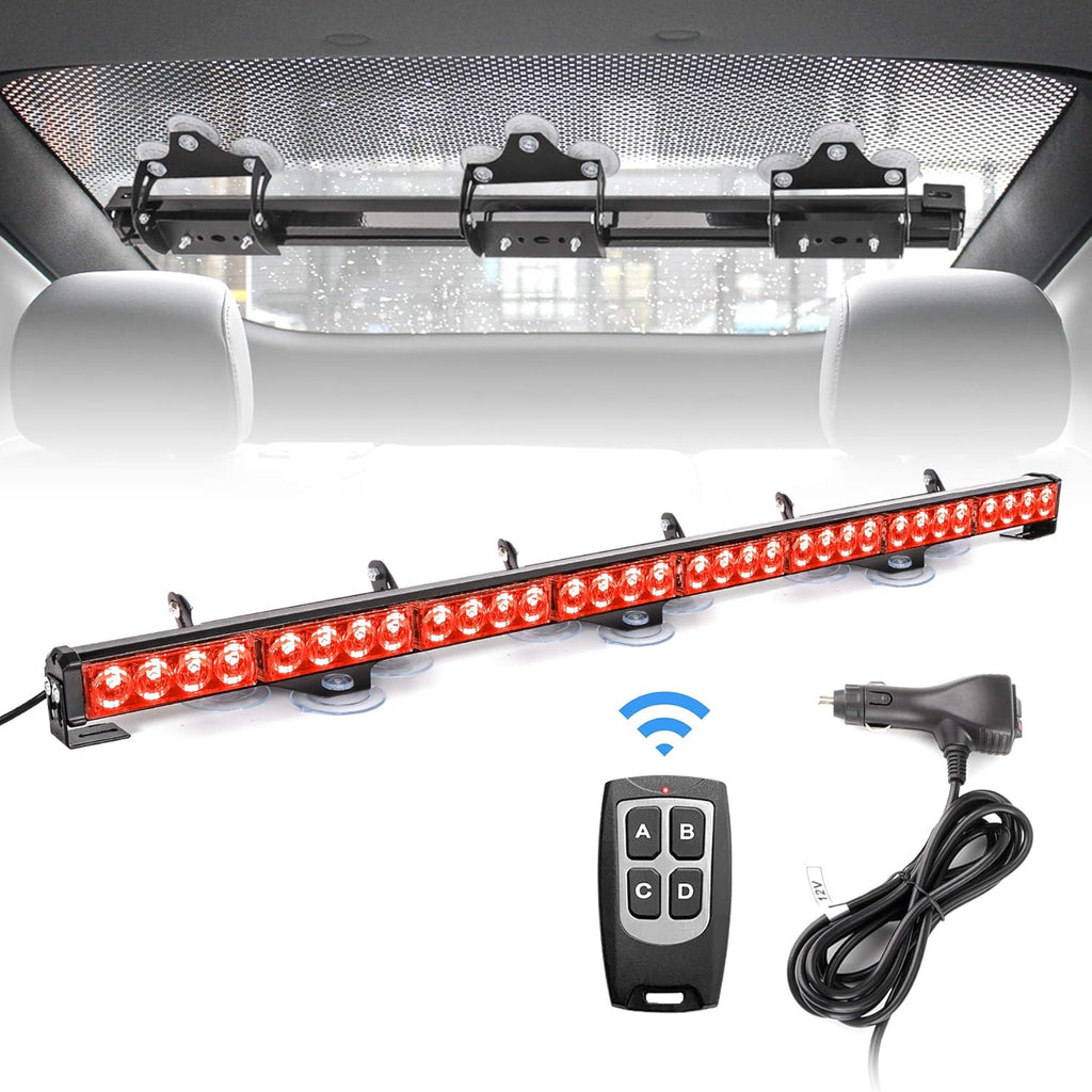 Red White Emergency Firefighter Hazard Warning Light Bar 35.5 inch 8 Panels Wireless Remote Control Pack of 2 E174