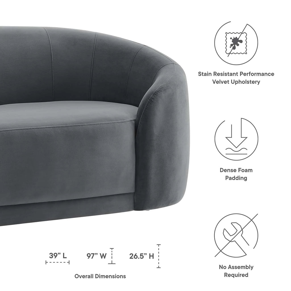 Gray Performance Velvet Sofa D6952