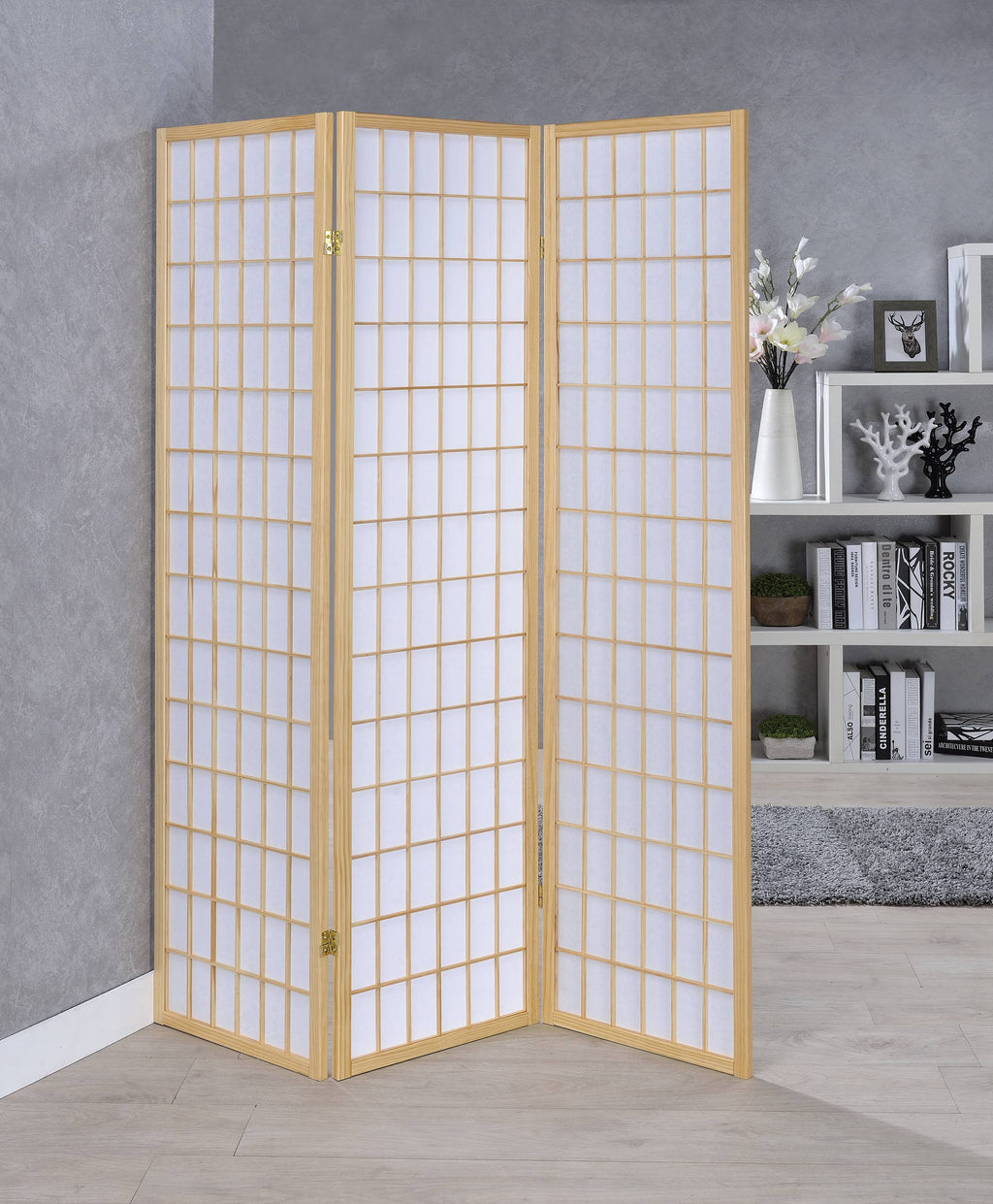 Natural 3 Panel Room Divider Folding Screen I57282