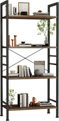 5 Tier Black Industrial Bookshelf with Metal Frame B393262