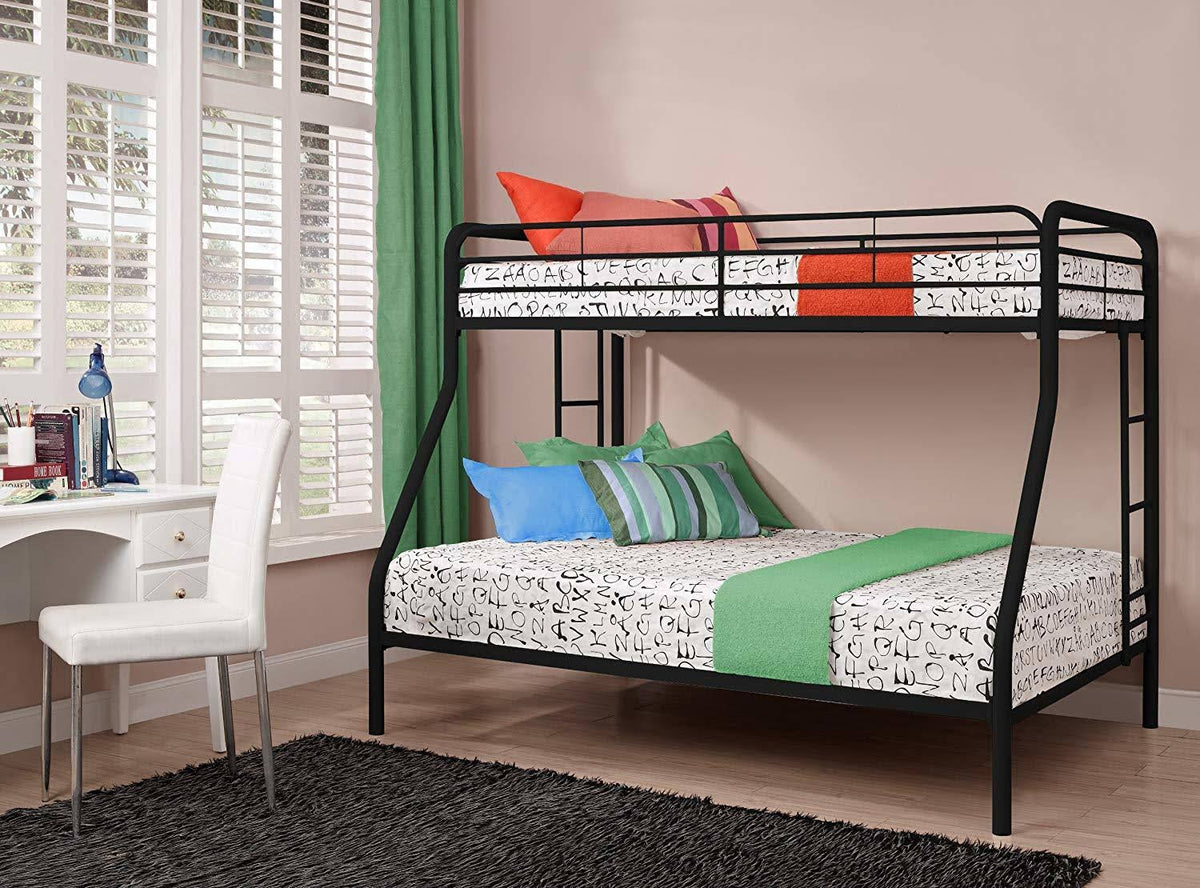 Twin-Over-Full Bunk Bed with Metal Frame and Ladder S100