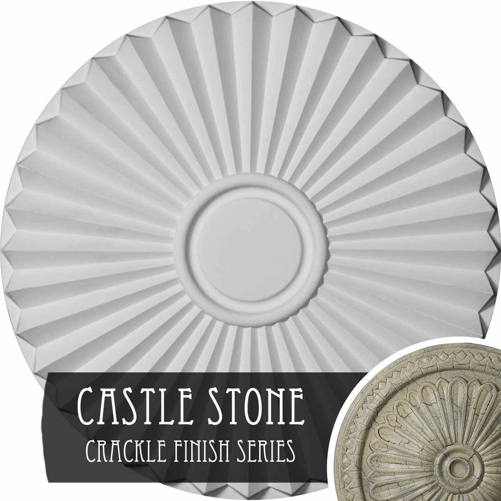 Hand-Painted Castle Stone Ceiling Medallion C34882