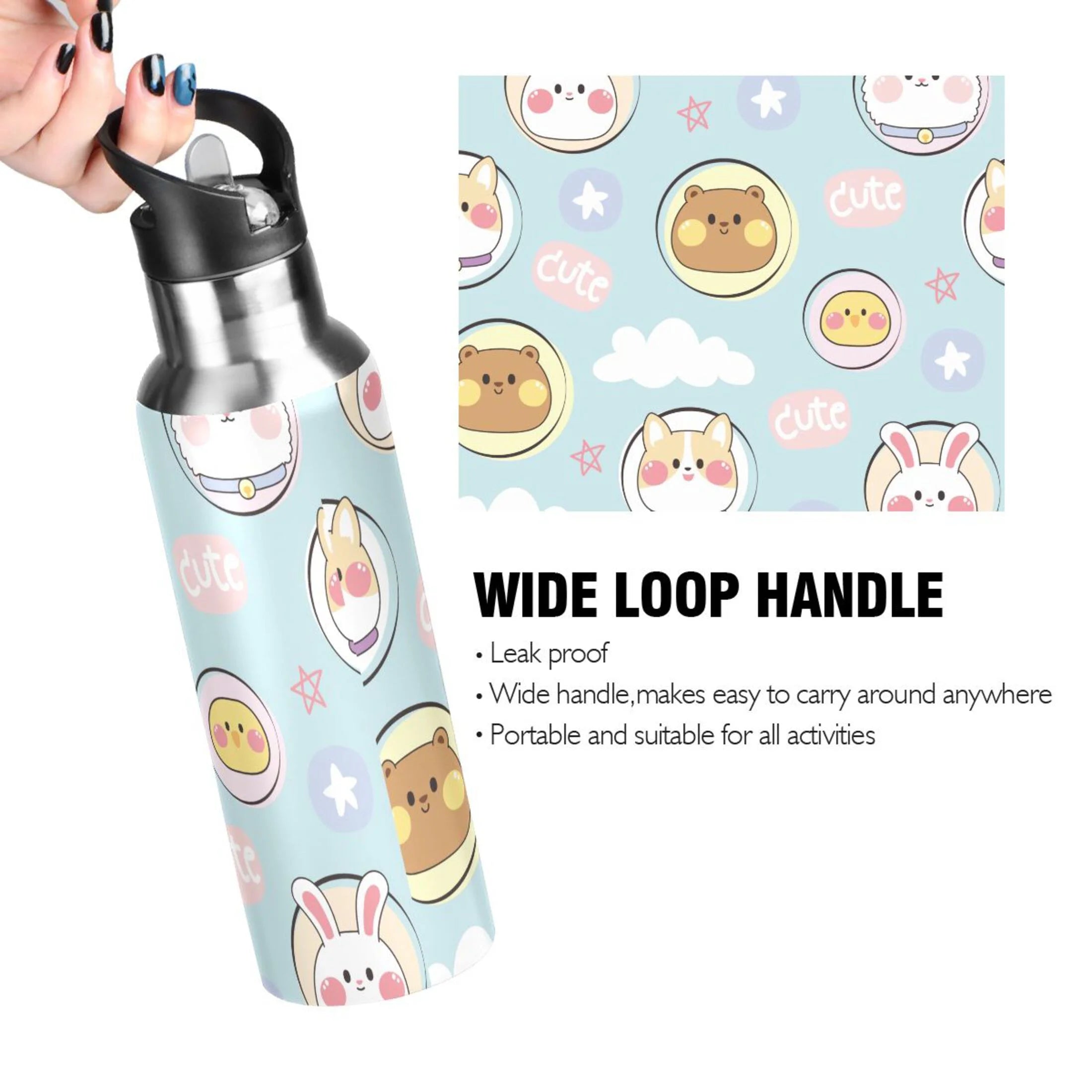 Stainless Steel Insulated Water Bottle with Straw Lid D401156