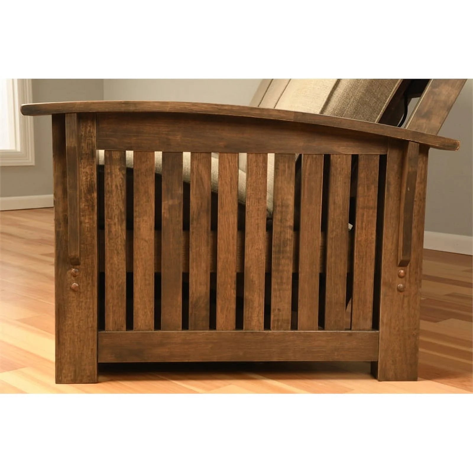 Rustic Walnut Futon with Suede Black Mattress C6323