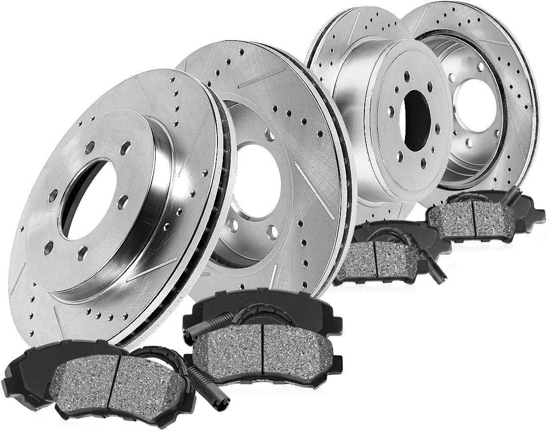 FRONT 305mm + REAR 330mm D/S 6 Lug Rotors + Brake Pads + Clips F9980