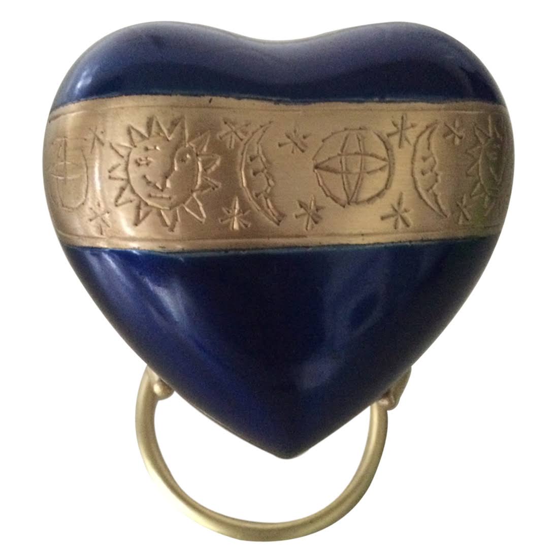Blue Heart Keepsake Urn with Stand & Velvet Box U16823