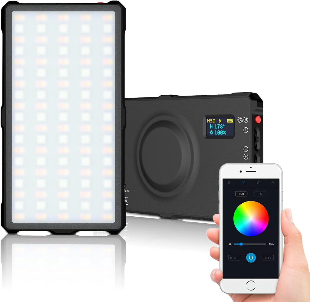 RGB Video Light, Magnetic Adsorption Photography Light, Full Color 9 Lighting Effect Adjustable 1-100% Stepless Dimming Portable Light P4091