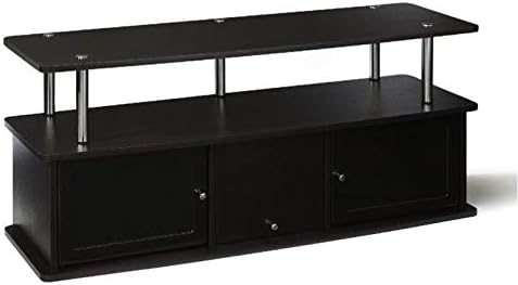 Gray Black Stainless Steel TV Stand with 3 Storage Cabinets U5939