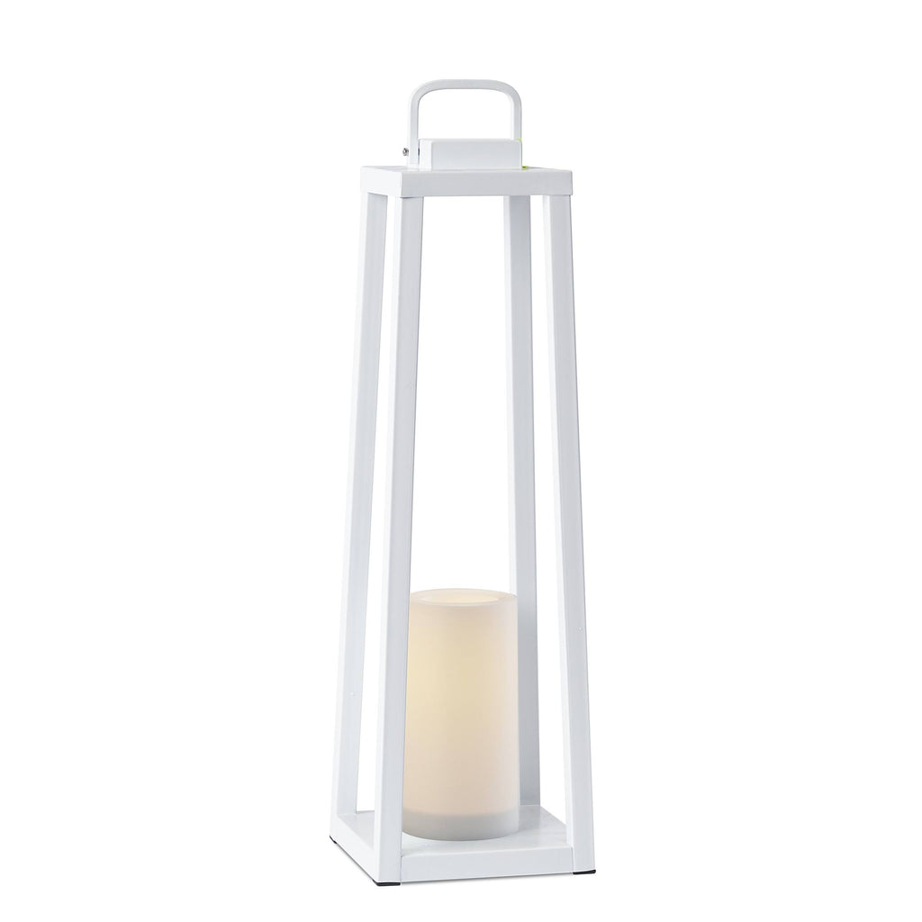 White Lantern with Flameless Candle S150