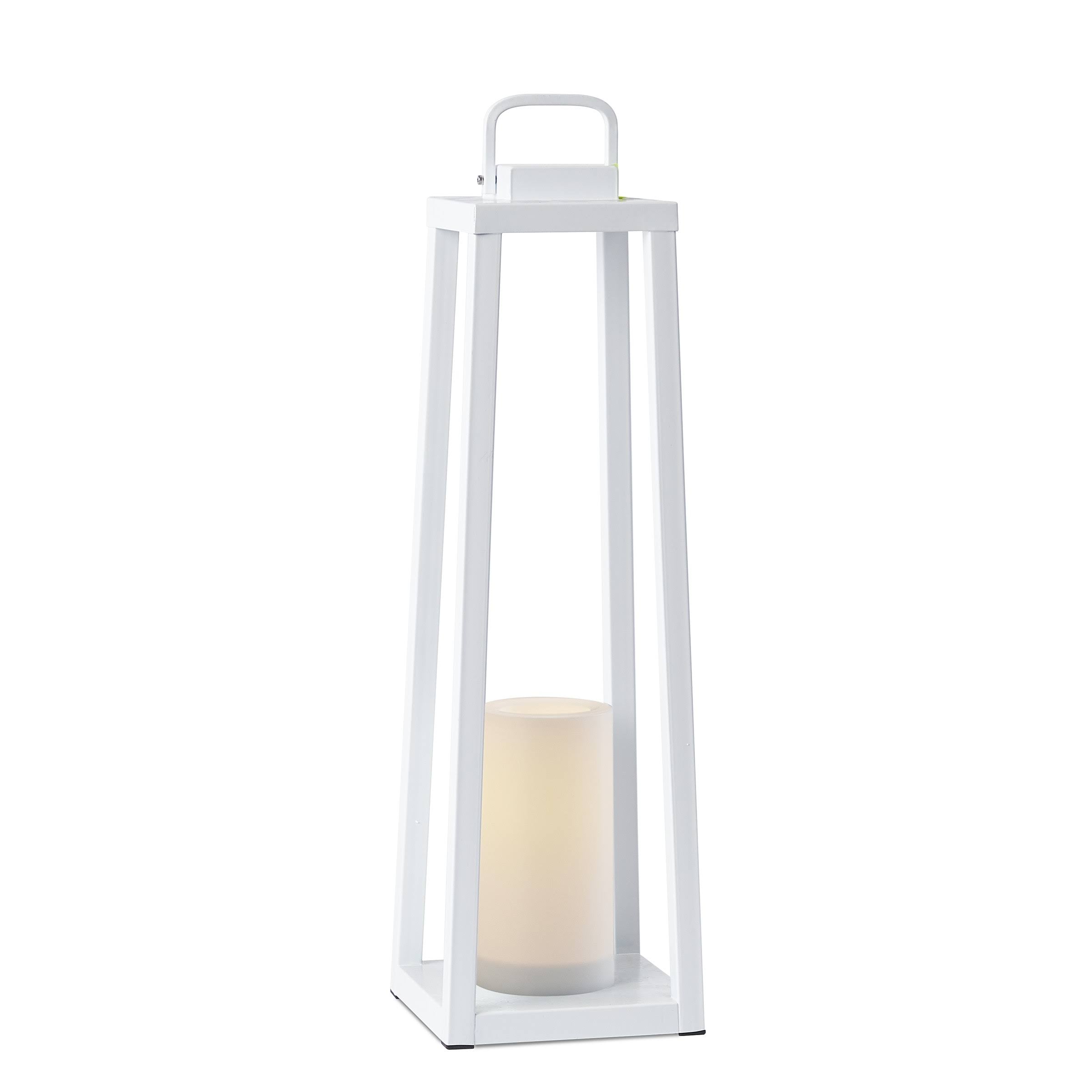 White Lantern with Flameless Candle S150