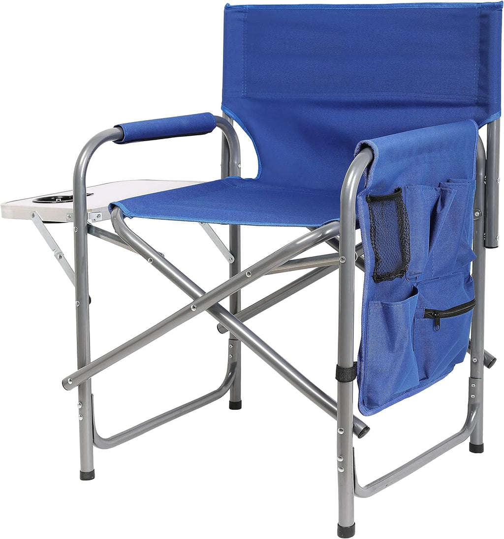 Steel Frame Folding Camping Chair with Side Pockets T702714