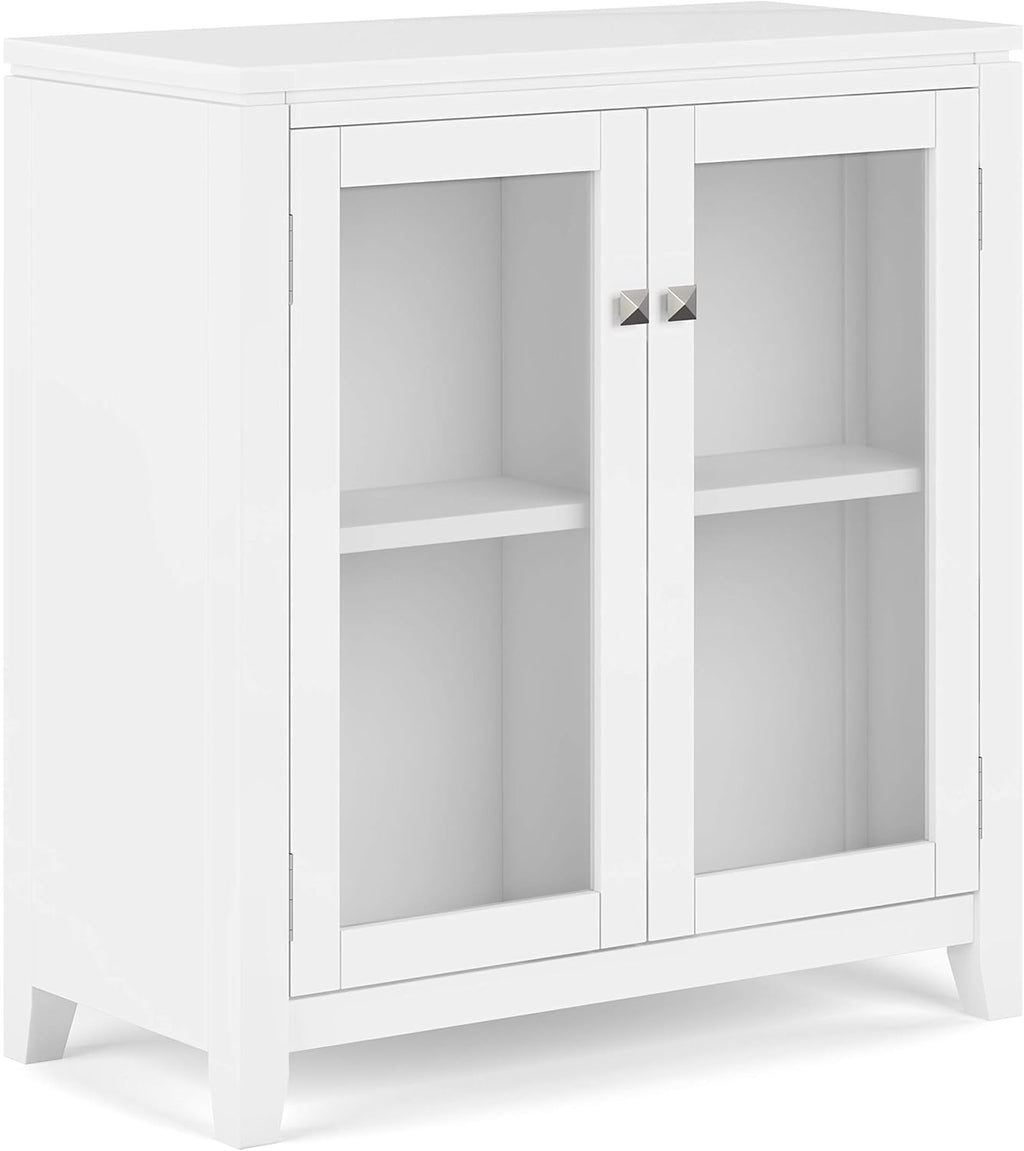 Farmhouse Grey 30 inch Low Storage Cabinet with 2 Tempered Glass Doors J921639