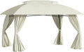 Beige Steel Frame Patio Gazebo with Sidewalls G869137