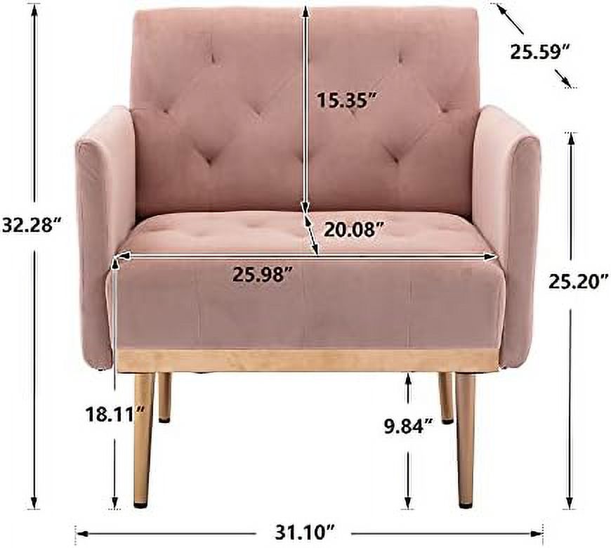 Teal Velvet Upholstered Accent Chair with Golden Legs S304