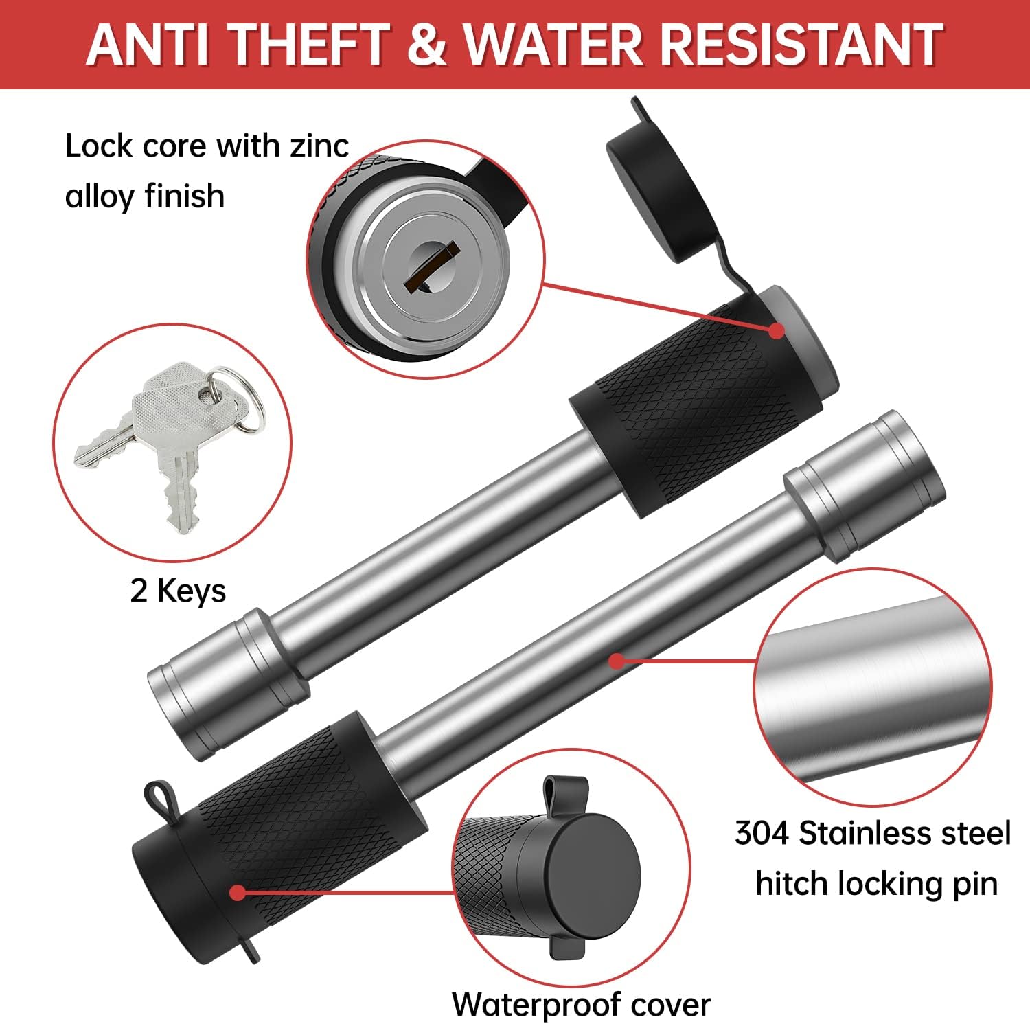 Adjustable Trailer Hitch Ball Mount, 4 Inch Drop, 2.5 Inch Receiver, 18,500 LBS GTW, Forged Aluminum Shank, Dual Balls S829