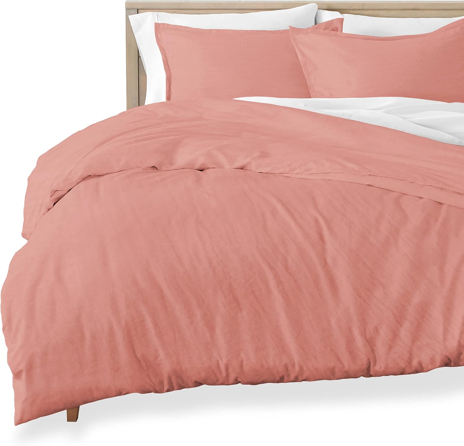 Queen Size Sandwashed White Brushed Microfiber Duvet Cover Pack of 2 L38347