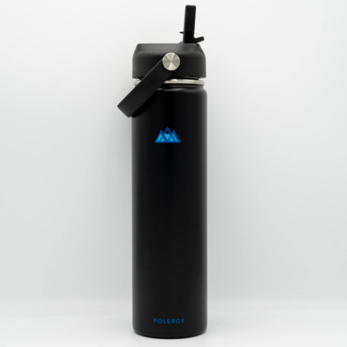24 Oz Black Stainless Steel Vacuum Insulated Bottle with 3 Lids C523058