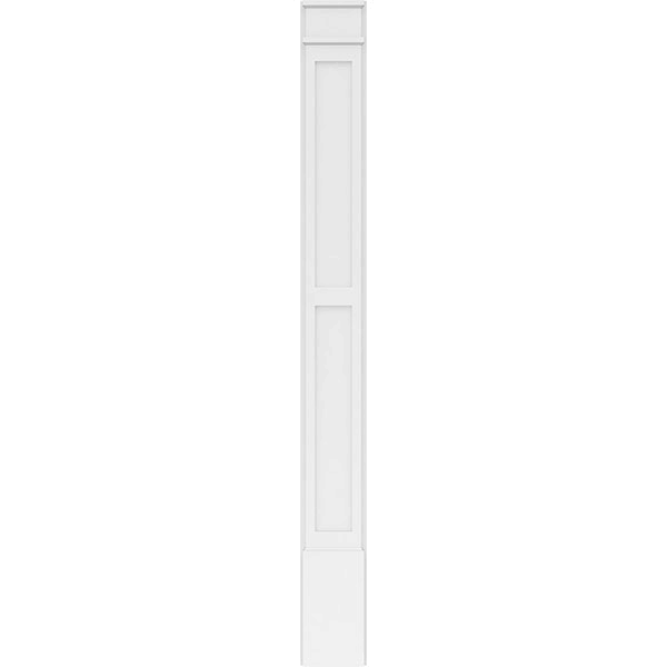 9x22W x 90x22H x 2x22P Two Equal Flat Panel PVC Pilaster with Decorative Capital & Base (Pair) I5649