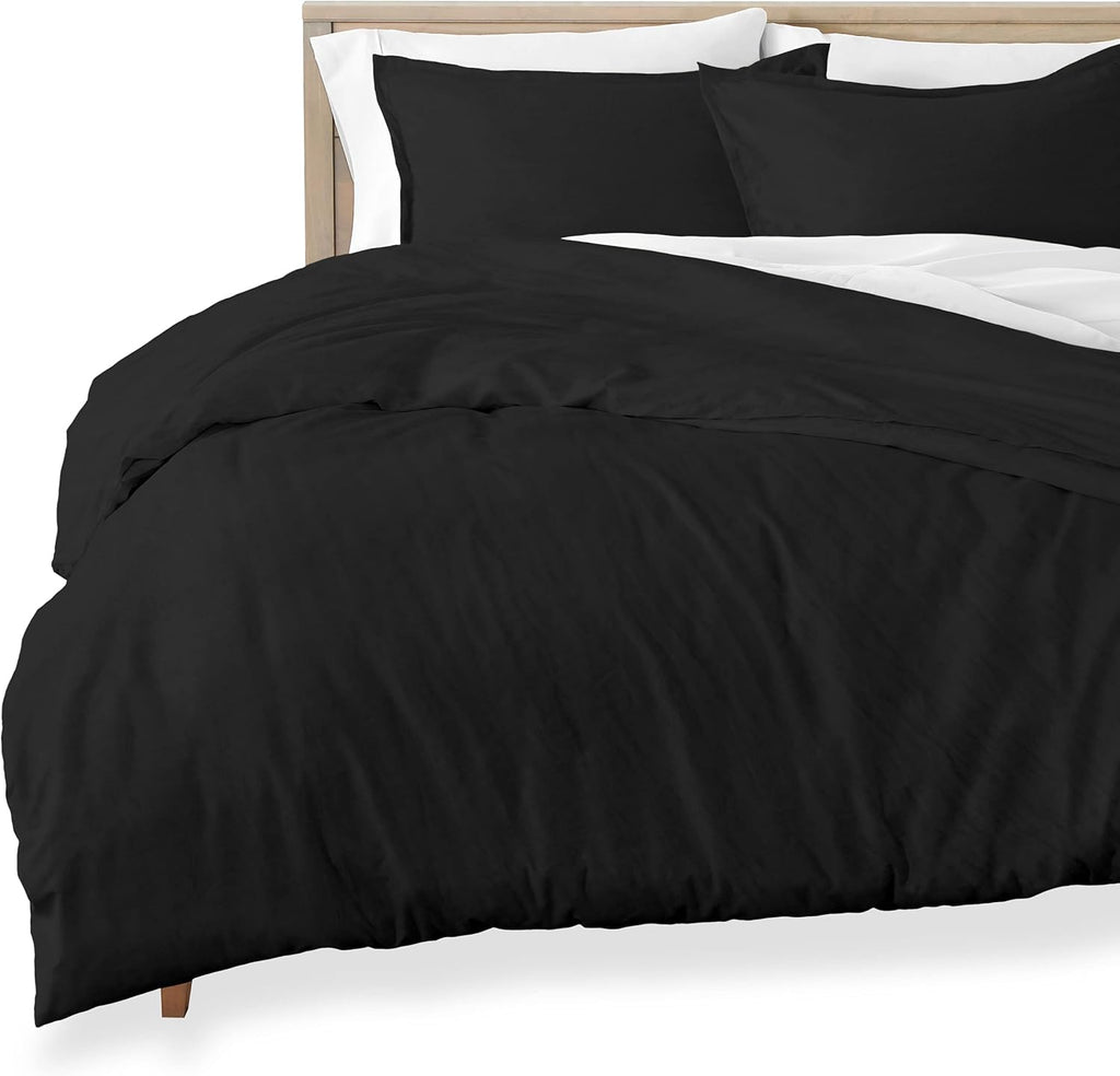 Queen Size Sandwashed White Brushed Microfiber Duvet Cover Pack of 2 L38347