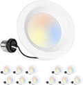 12 Pack 4 Inch Selectable CCT LED Recessed Lighting, Baffle Trim, Dimmable, Damp Rated W123929