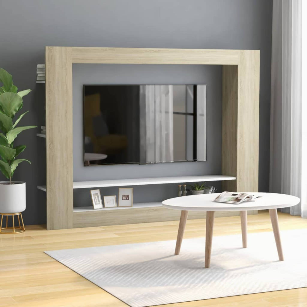 White Sonoma Oak Chipboard TV Cabinet B597