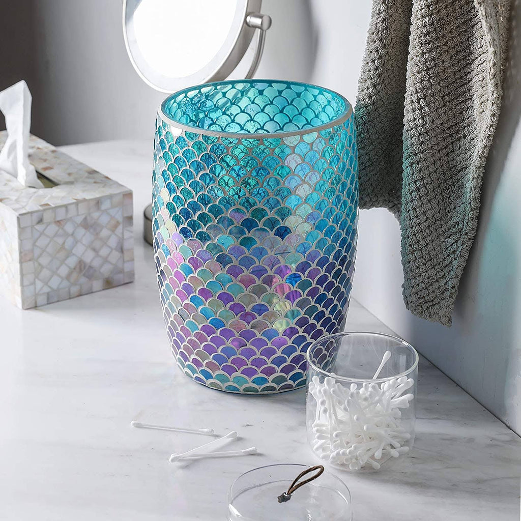 Glass Mosaic Decorative Trash Can N8356