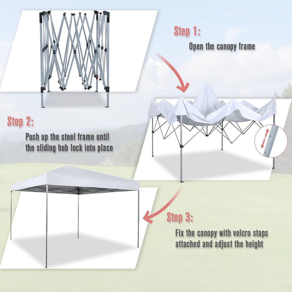 10 x 10ft Blue Pop Up Canopy Tent with Carry Bag R24344
