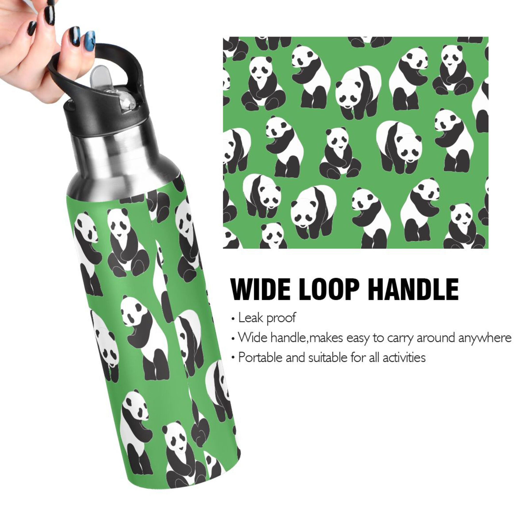 Green Stainless Steel Vacuum Insulated Water Bottle with Straw Lid 20 OZ I2280