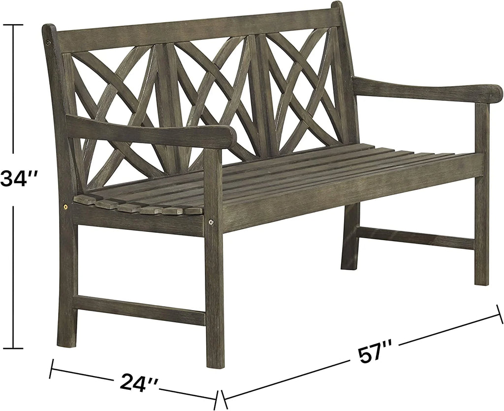 3-Person Gray Acacia Hardwood Garden Bench S648