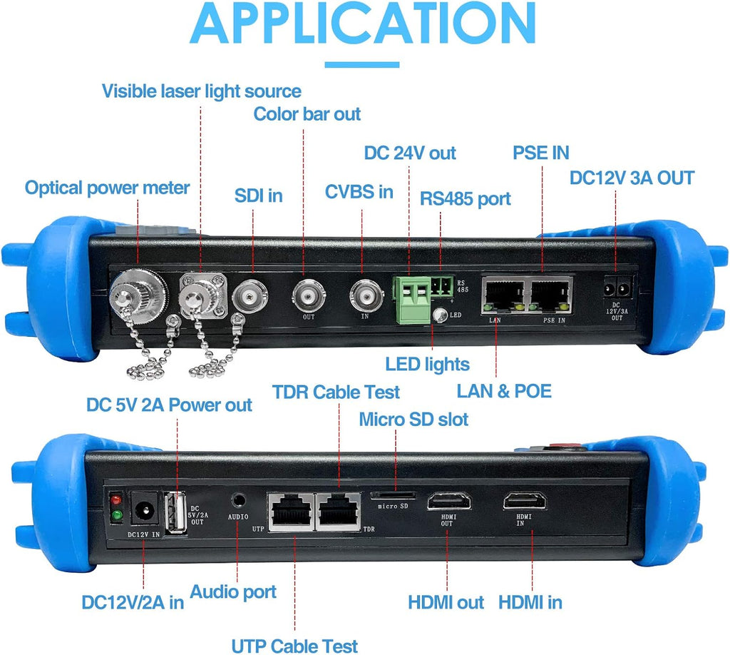 7-inch IPS Touch Screen CCTV Camera Tester with HD-TVI HD-CVI AHD SDI IP Camera Support POE WiFi 4K H.265 HDMI W614