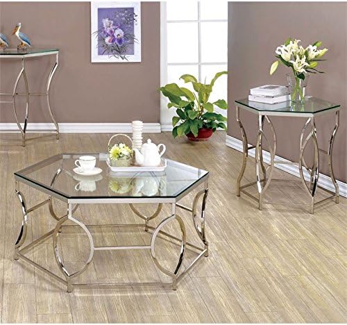 2-Piece Chrome Metal Coffee Table Set N670