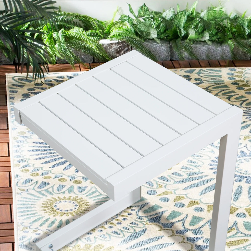 White Aluminum C Shaped End Table H944517