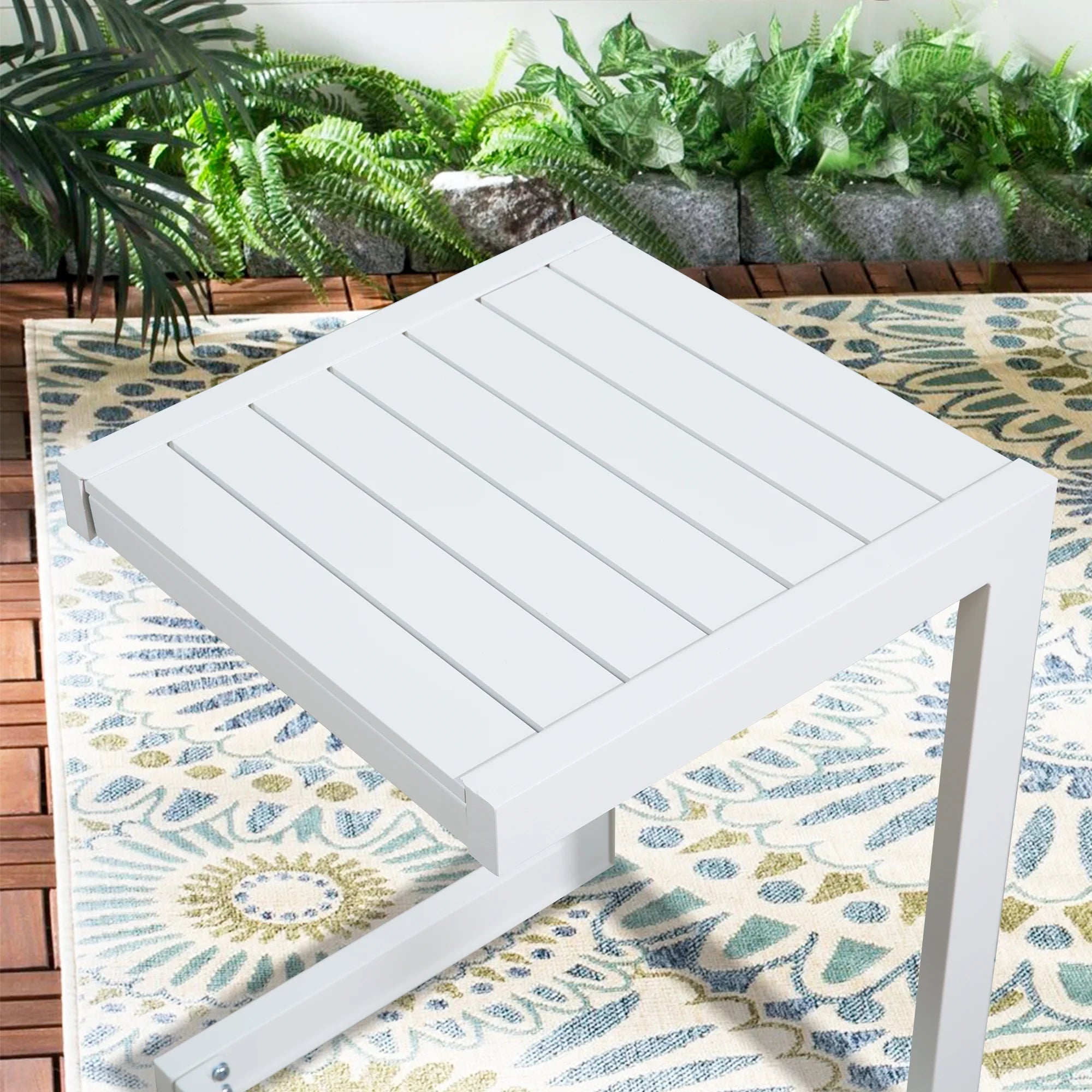 White Aluminum C Shaped End Table H944517