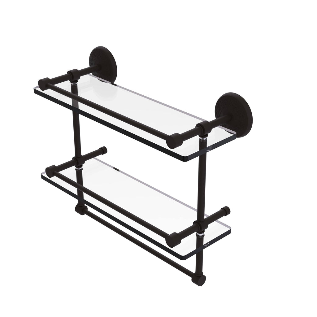 Oil Rubbed Bronze Double Glass Shelf with Towel Bar H4882