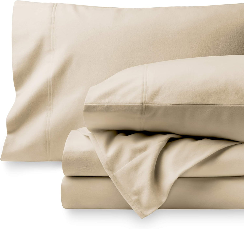 White Double Brushed Flannel Sheet Set G7242