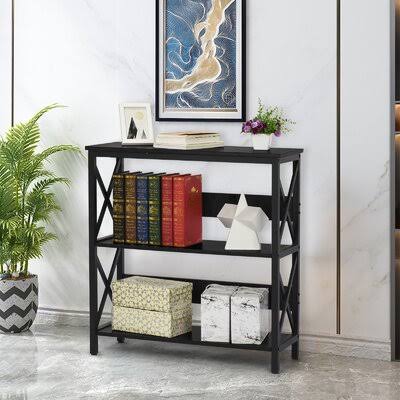 Industrial Sofa Console Table, 3 Tier Entry Table with Open Shelf H90896