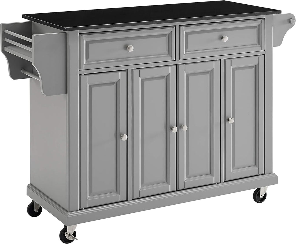 Full Size Kitchen Cart with Solid Gray Granite Top B3122