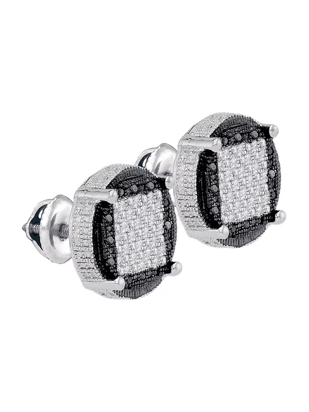 Black Enhanced Diamond Circle Cluster Earrings C85078