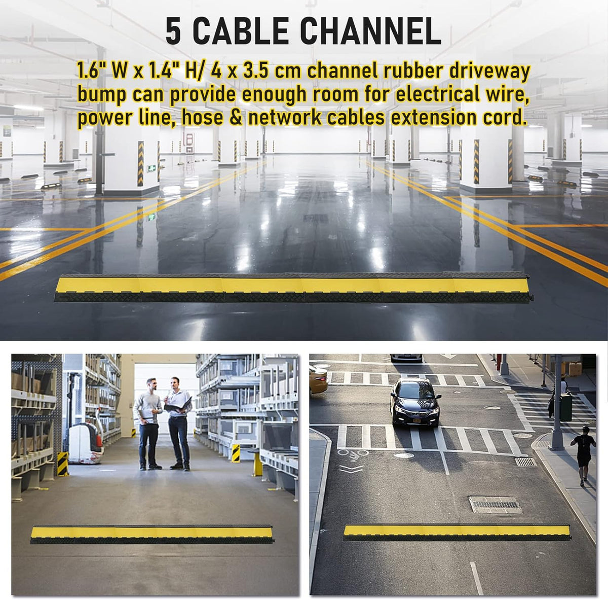 Heavy Duty Rubber Cable Protector 5 Channel 1 Pack 18000 Lb V84267
