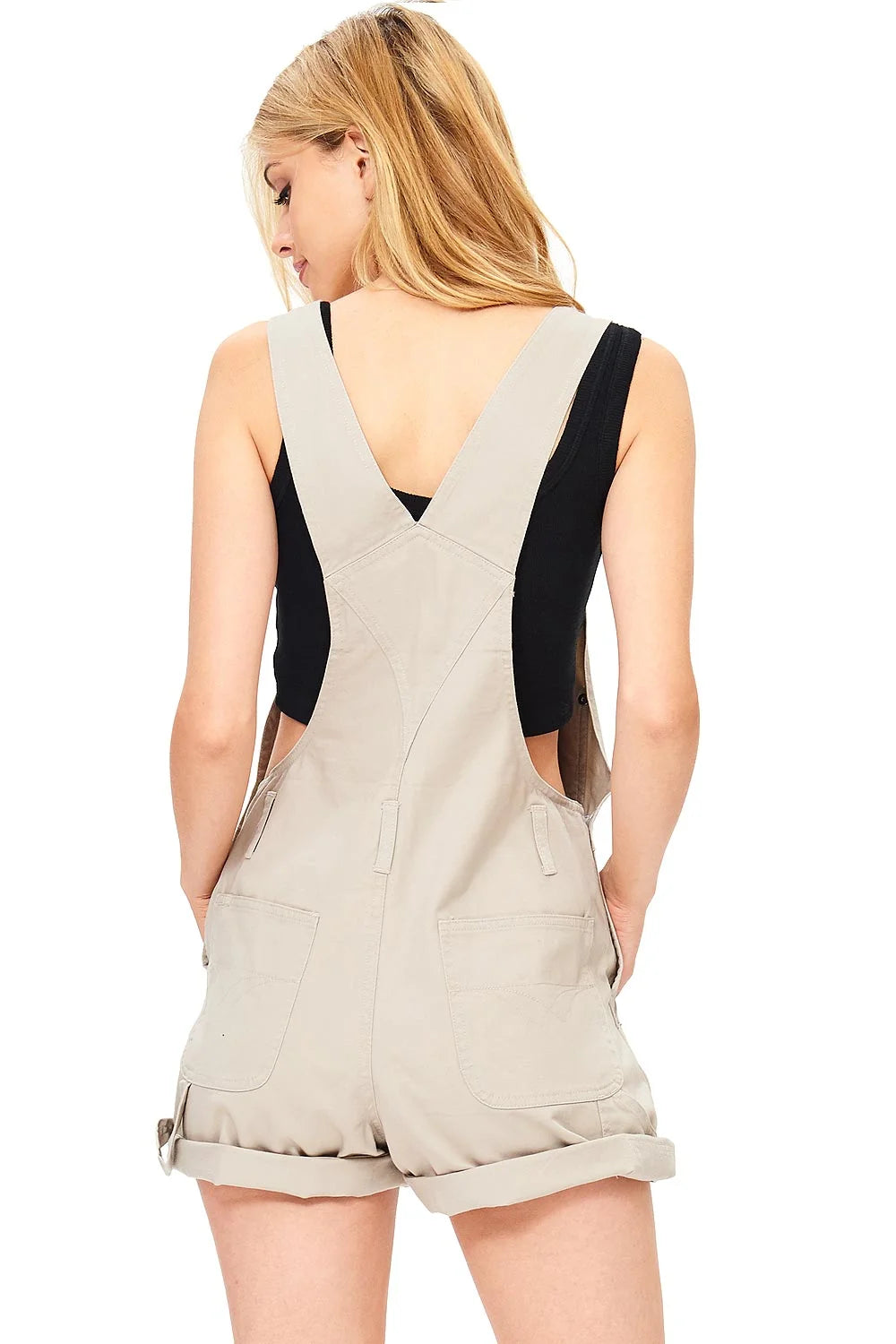 Vintage Twill Denim Short Overalls W3890