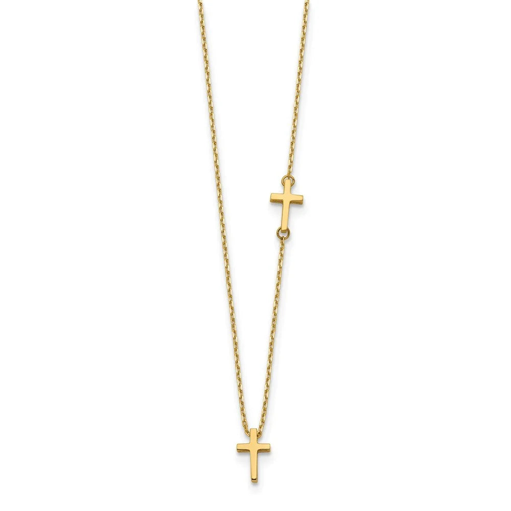 14k Gold Cross Pendant Necklace 18 Inch 5mm Wide B824
