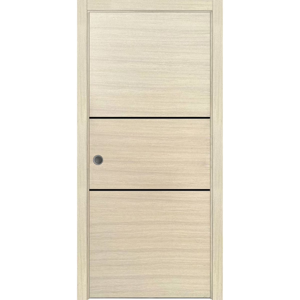 Sliding French Pocket Door 24 x 84 inches Solid Wood with Frosted Glass O18267